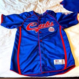 Chicago Cubs Jersey, size kids large, unisex blue and red, baseball excellent